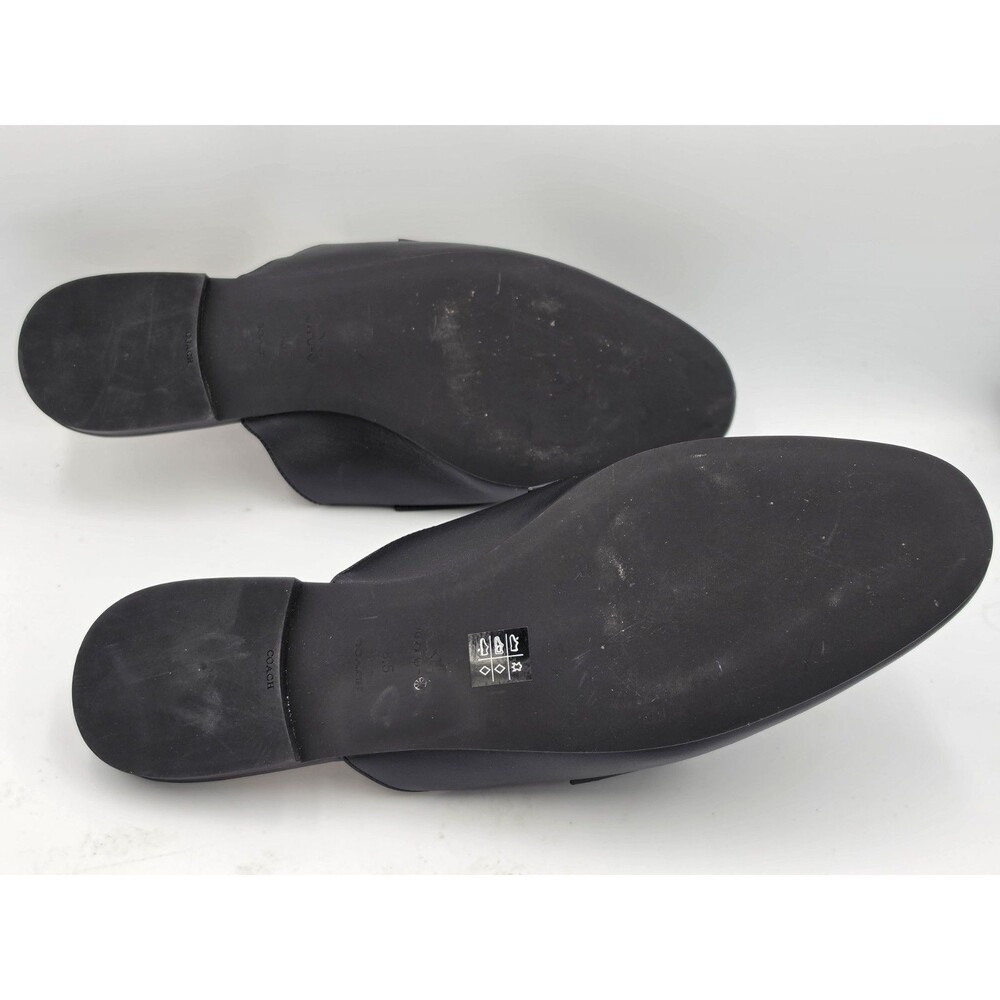 Coach Faye Loafer Chain Black Leather Mules Shoes Size 8.5 - Picture 6 of 6